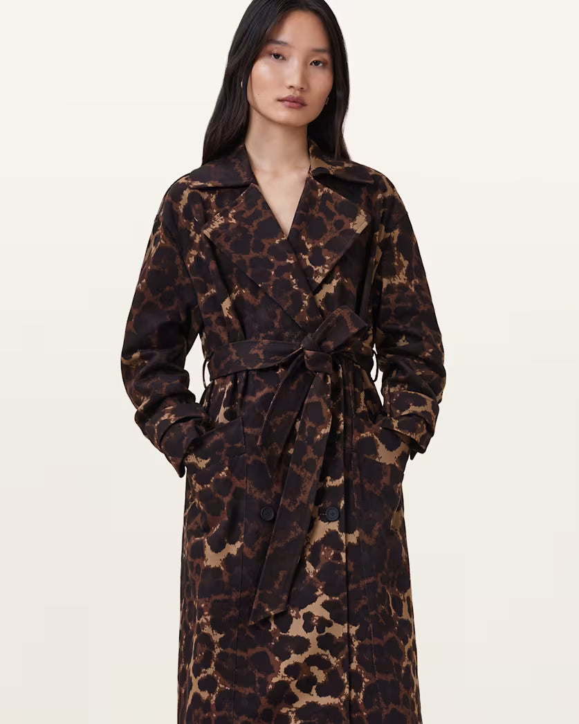 Beige מעיל טרנץ' מנומר לנשים Abel ALLSAINTS