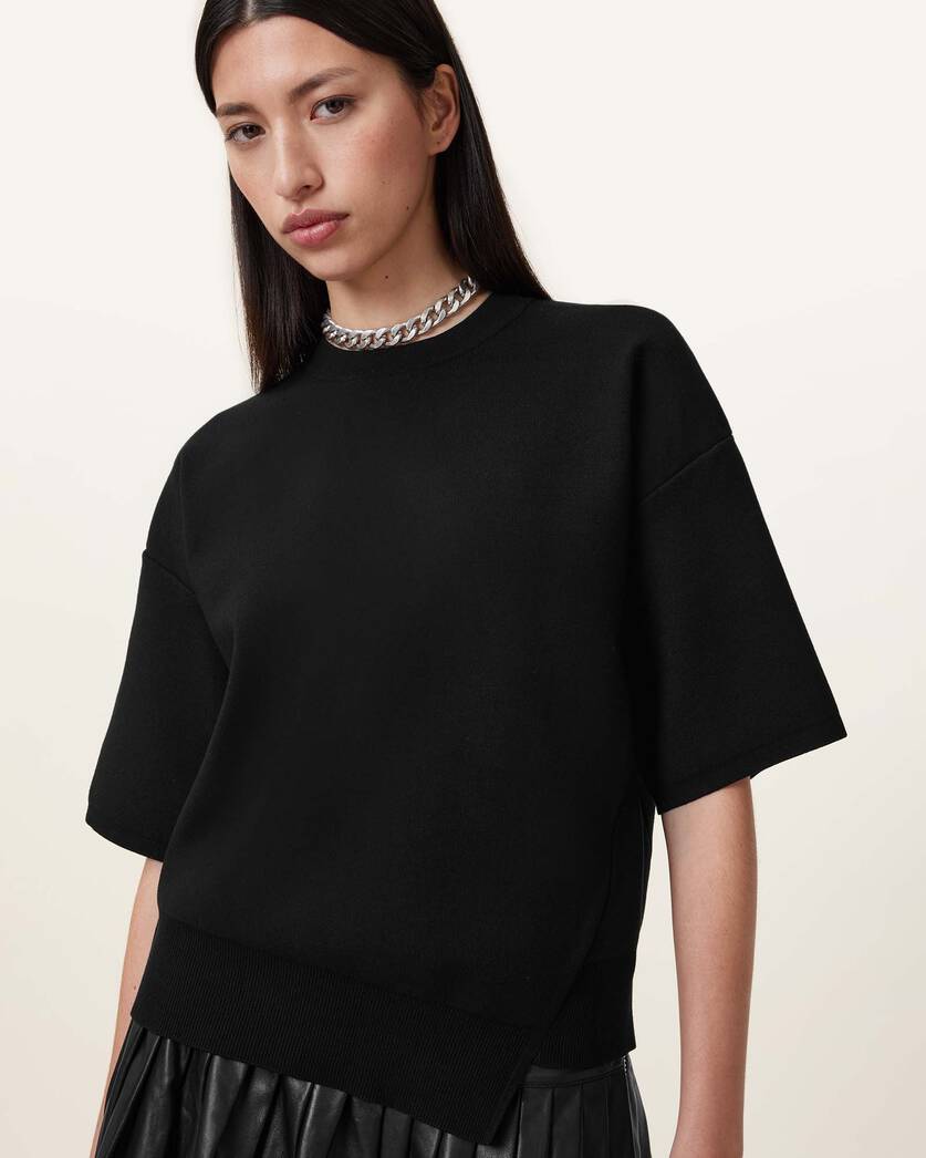 Antique White טי שירט סריג קצרה לנשים Remi ALLSAINTS