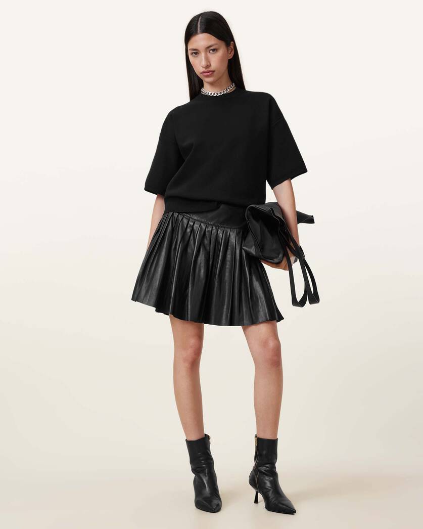 Antique White טי שירט סריג קצרה לנשים Remi ALLSAINTS