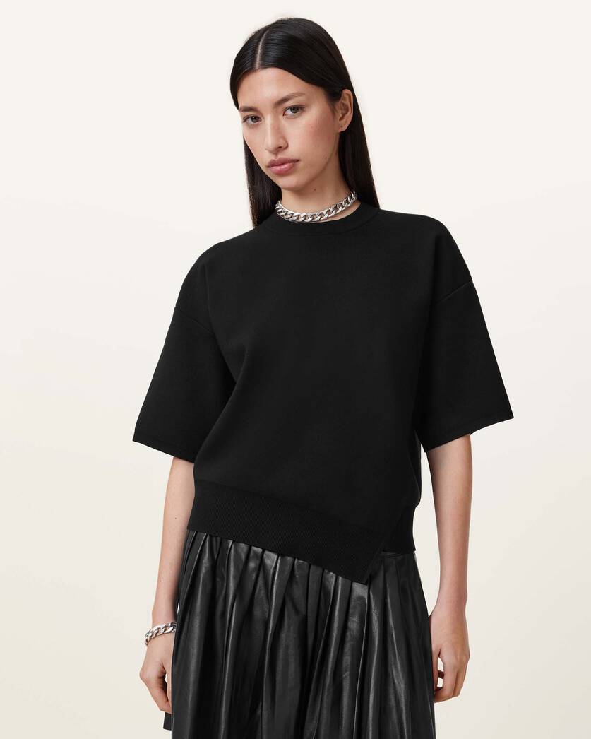 Misty Rose טי שירט סריג קצרה לנשים Remi ALLSAINTS