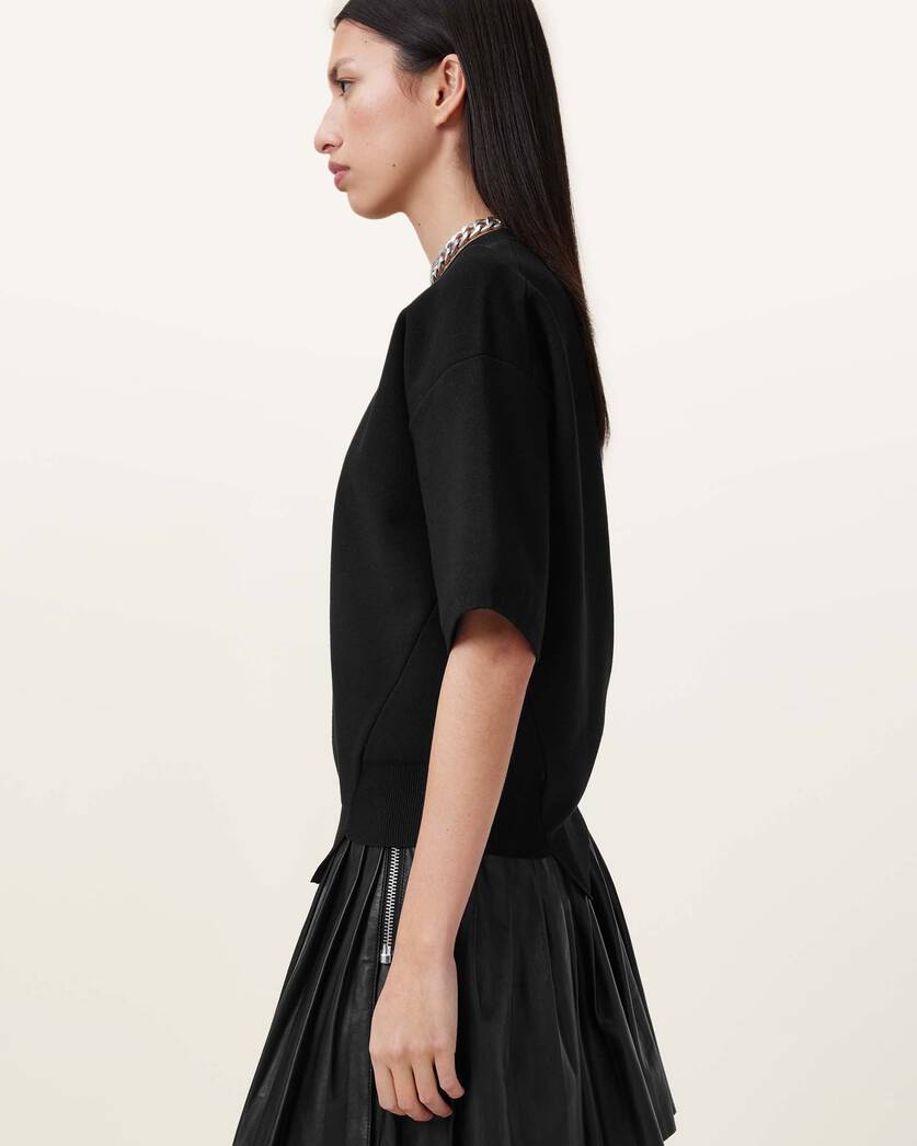 Black טי שירט סריג קצרה לנשים Remi ALLSAINTS