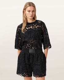 Black מכנסיים קצרים לנשים Amelie Lace Short ALLSAINTS