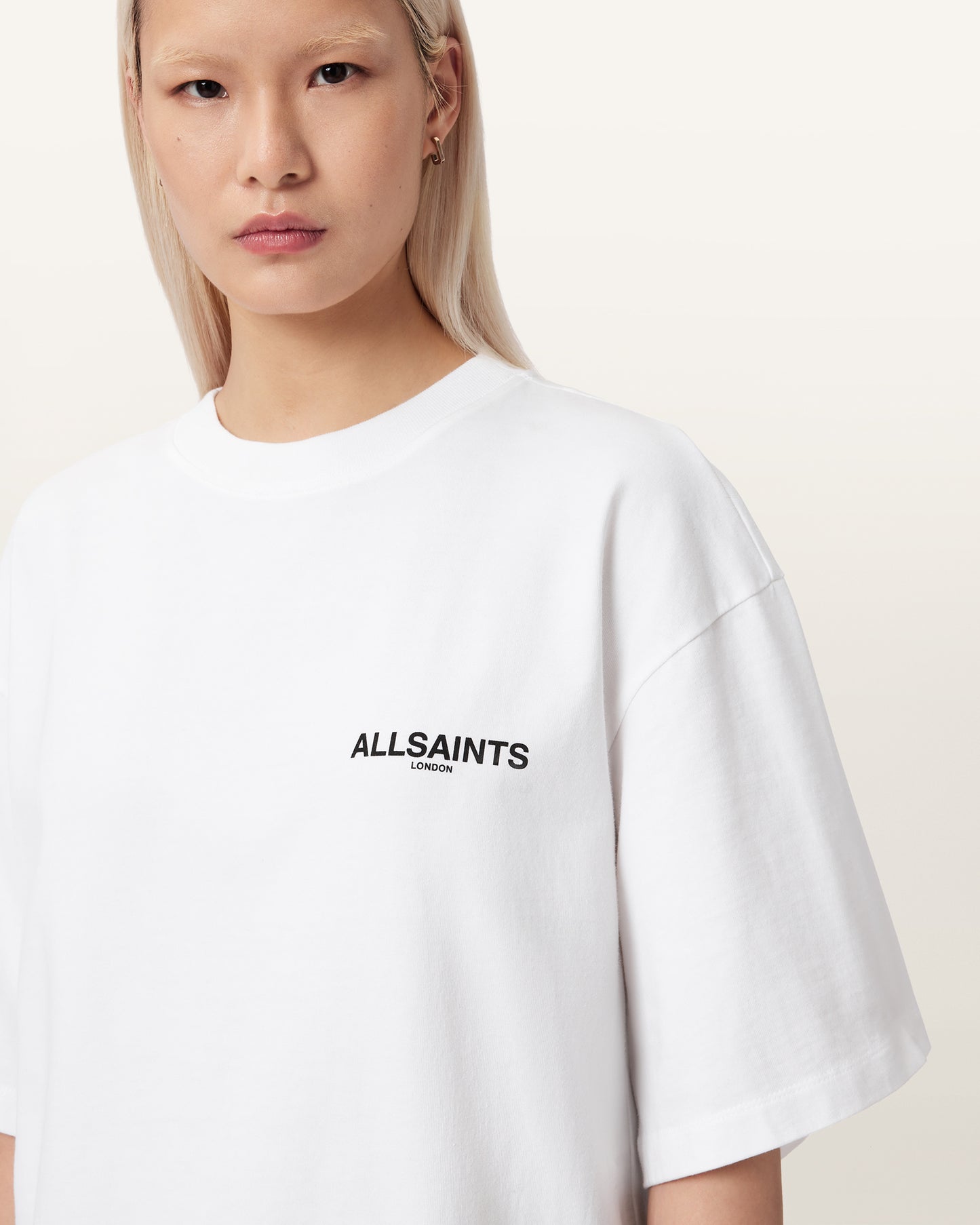 White Smoke טי שירט קצרה לנשים Swoop Amelie ALLSAINTS