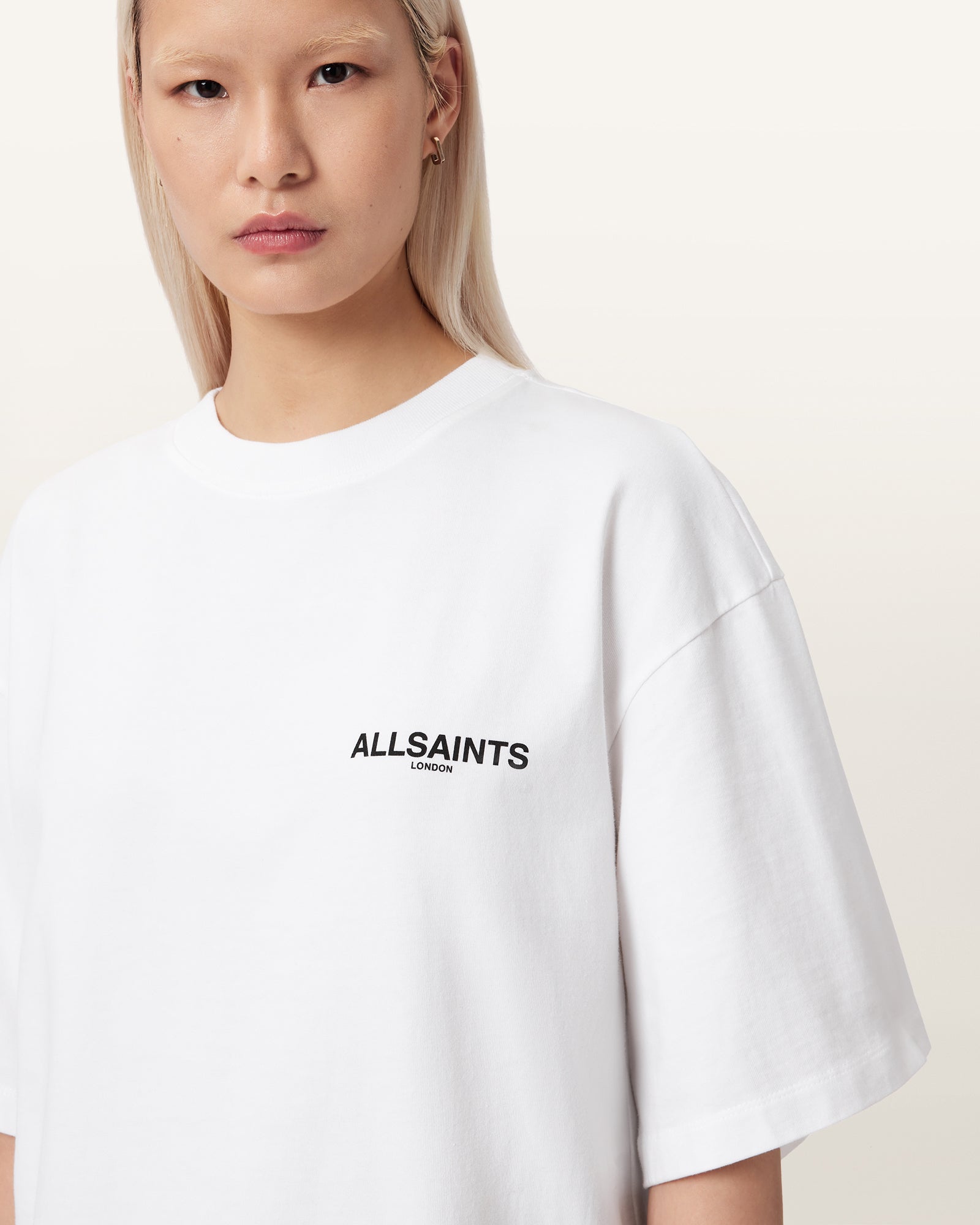 White Smoke טי שירט קצרה לנשים Swoop Amelie ALLSAINTS