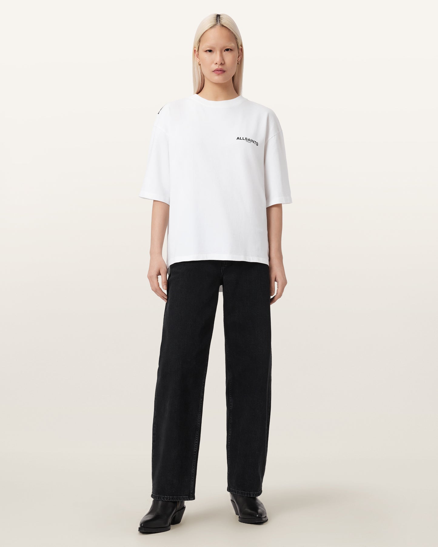 Antique White טי שירט קצרה לנשים Swoop Amelie ALLSAINTS