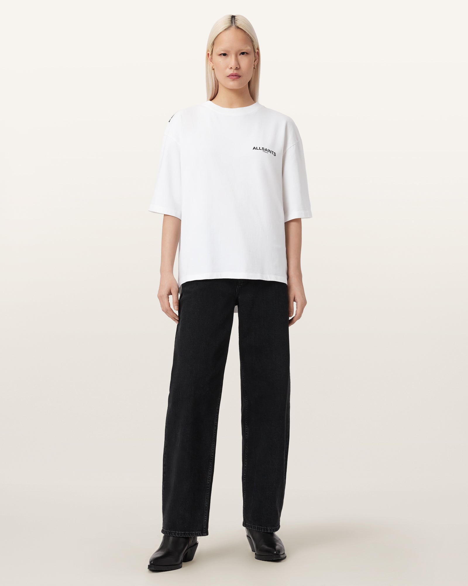 Antique White טי שירט קצרה לנשים Swoop Amelie ALLSAINTS