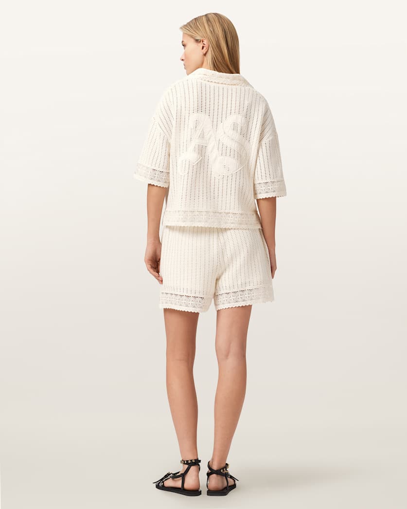 Antique White מכנסיים קצרים לנשים Elma Crochet Short ALLSAINTS