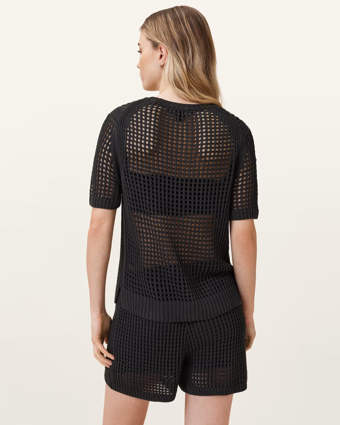 Antique White טי שירט קצרה רשת לנשים Paloma ALLSAINTS