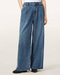 Antique White ג׳ינס לנשים Haze Pleated - Wide Leg ALLSAINTS