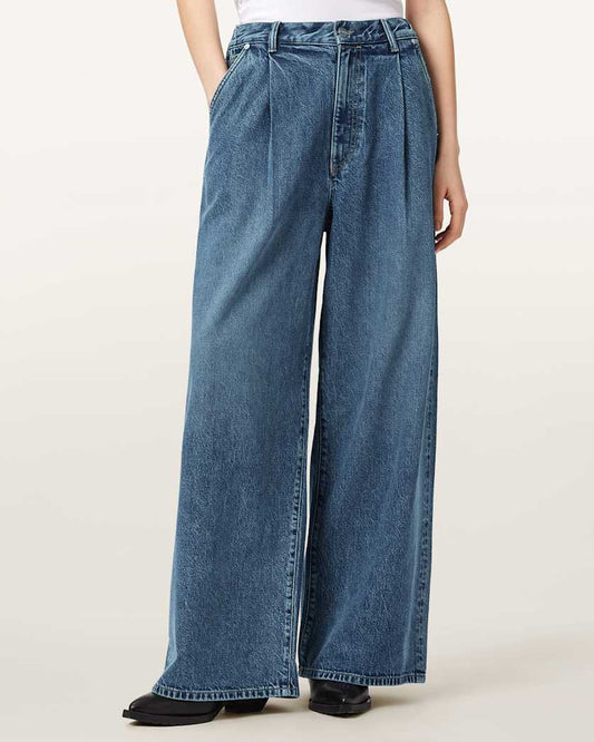 Antique White ג׳ינס לנשים Haze Pleated - Wide Leg ALLSAINTS