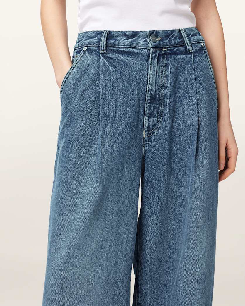 Slate Gray ג׳ינס לנשים Haze Pleated - Wide Leg ALLSAINTS
