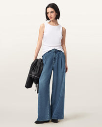 Seashell ג׳ינס לנשים Haze Pleated - Wide Leg ALLSAINTS