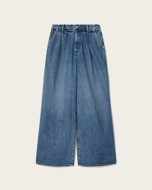 Dark Slate Blue ג׳ינס לנשים Haze Pleated - Wide Leg ALLSAINTS