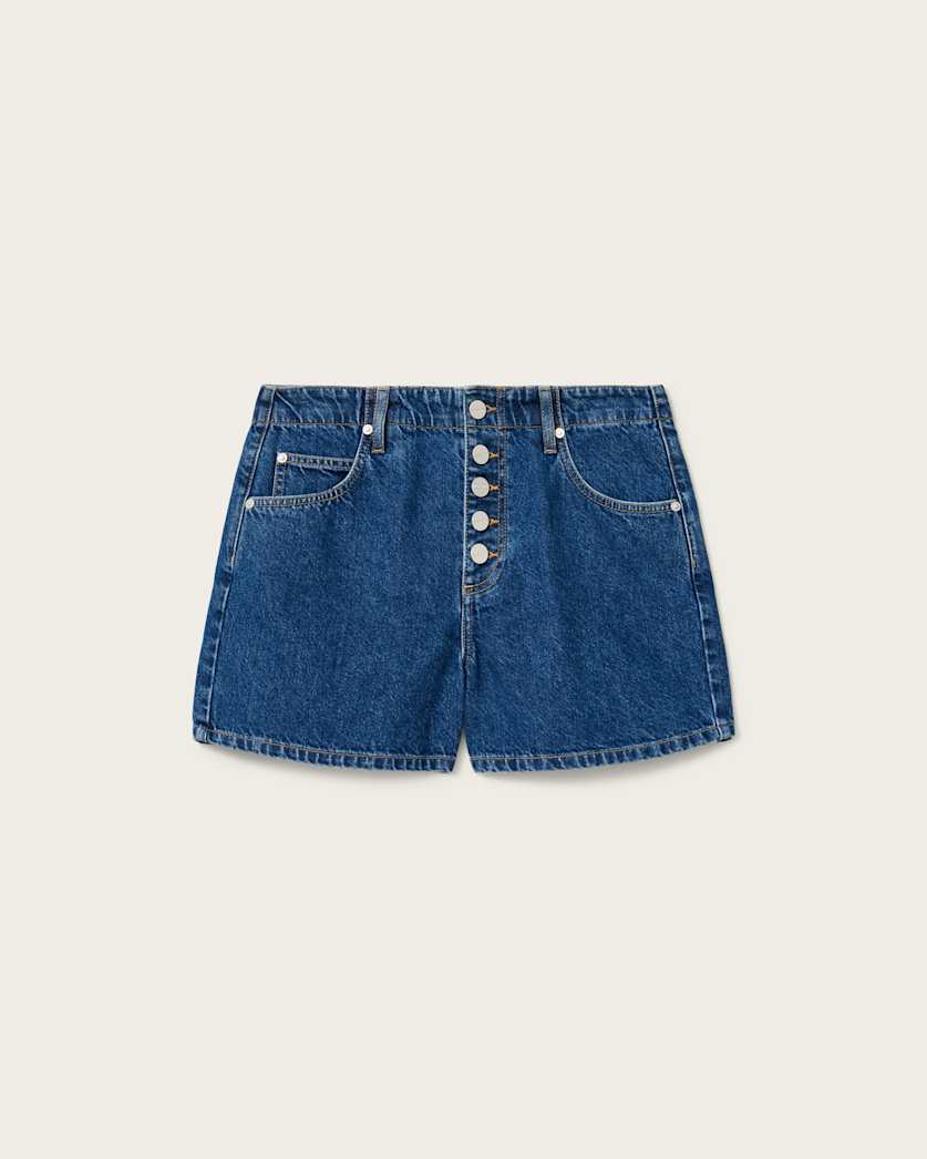 Midnight Blue ג'ינס קצר לנשים Tay Denim Short ALLSAINTS