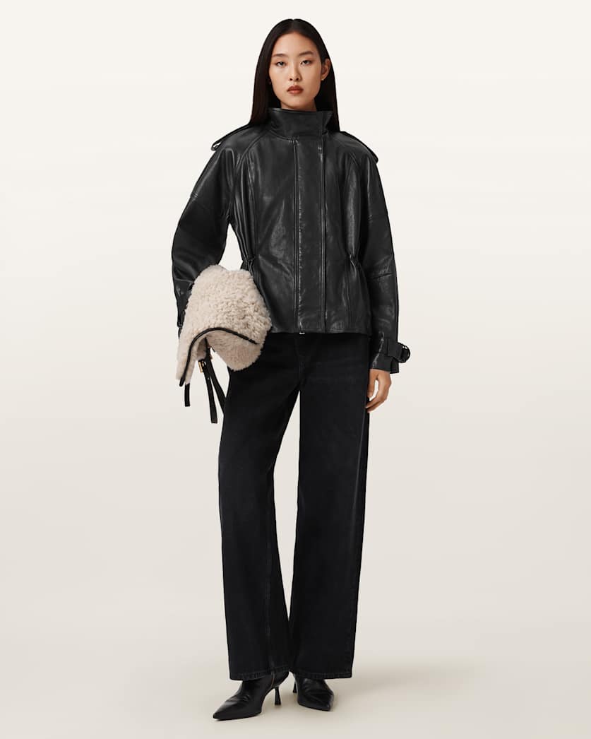 Seashell ג'קט עור לנשים Biker Jacket ALLSAINTS