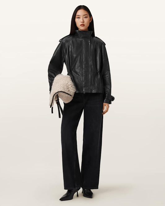 Seashell ג'קט עור לנשים Biker Jacket ALLSAINTS