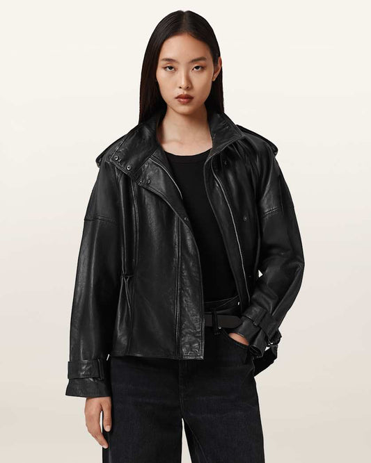 Seashell ג'קט עור לנשים Biker Jacket ALLSAINTS