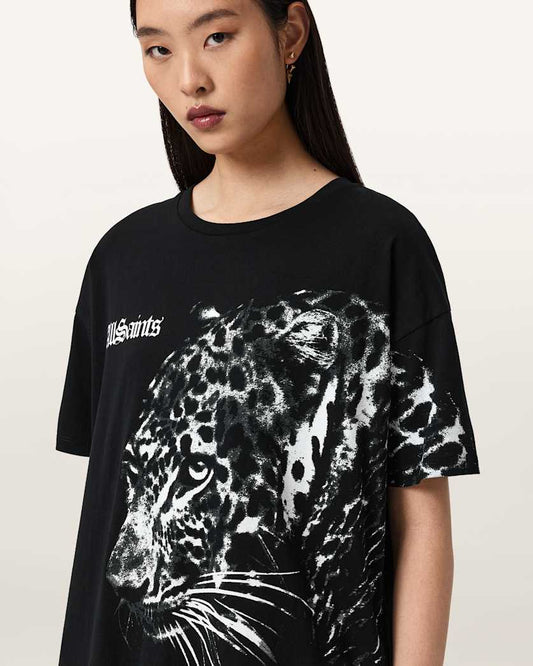 Black שמלת מיני לנשים Zaya Tee Dress ALLSAINTS