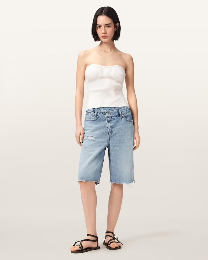 Seashell מכנסי ג׳ינס קצרים לנשים Aki Crossover ALLSAINTS