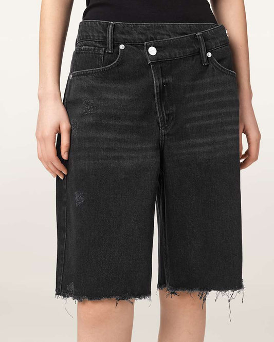 Dark Slate Gray מכנסי ג׳ינס קצרים לנשים Aki Crossover ALLSAINTS