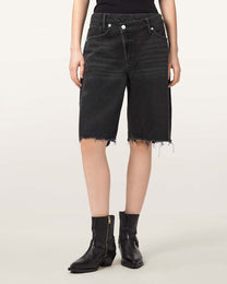 Dark Slate Gray מכנסי ג׳ינס קצרים לנשים Aki Crossover ALLSAINTS