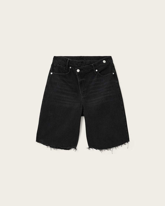 Black מכנסי ג׳ינס קצרים לנשים Aki Crossover ALLSAINTS