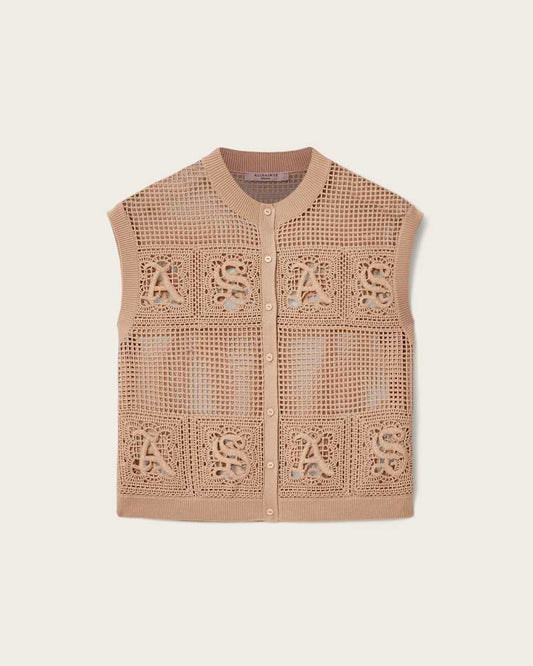 Rosy Brown וסט קרושה סרוג לנשים Kyra ALLSAINTS