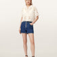 Antique White חולצת פולו קרושה קרופ לנשים Kyra ALLSAINTS