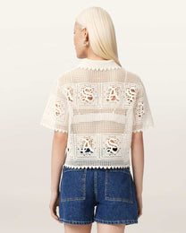 Seashell חולצת פולו קרושה קרופ לנשים Kyra ALLSAINTS