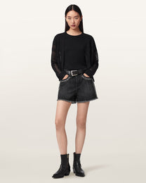 Antique White ג'ינס קצר לנשים Heidi Stud Short ALLSAINTS