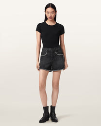 Antique White ג'ינס קצר לנשים Heidi Stud Short ALLSAINTS