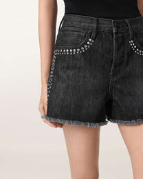 Dark Slate Gray ג'ינס קצר לנשים Heidi Stud Short ALLSAINTS