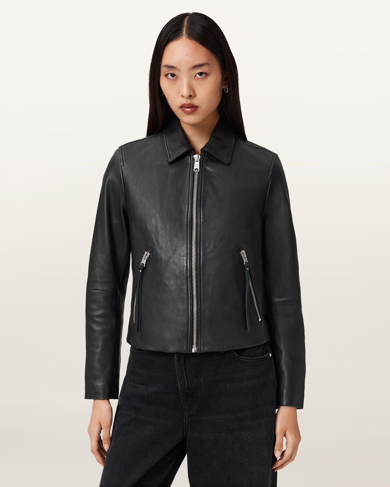 Beige ג'קט עור לנשים Danbury Biker ALLSAINTS