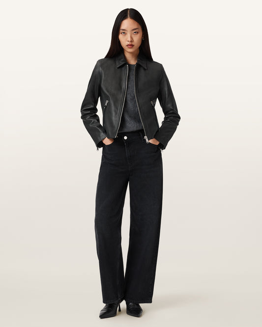 Black ג'קט עור לנשים Danbury Biker ALLSAINTS