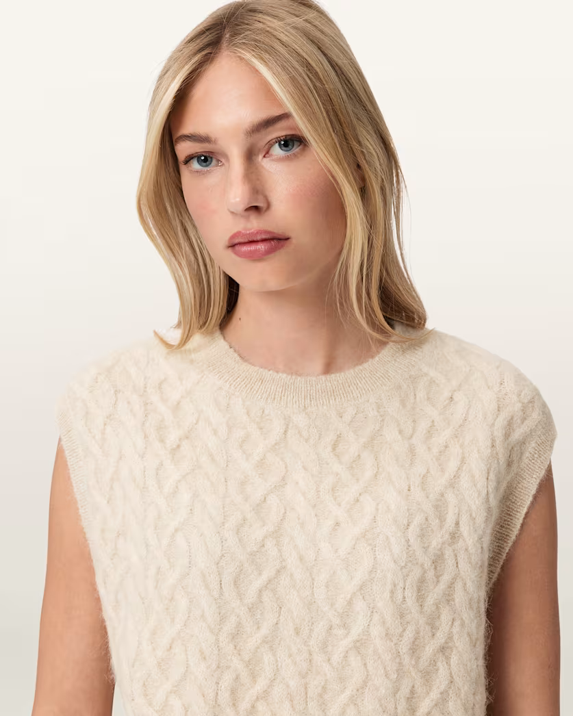 Light Gray סוודר לנשים Sirius Cable Tank ALLSAINTS