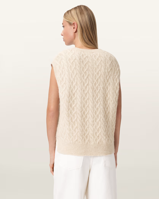 Antique White סוודר לנשים Sirius Cable Tank ALLSAINTS