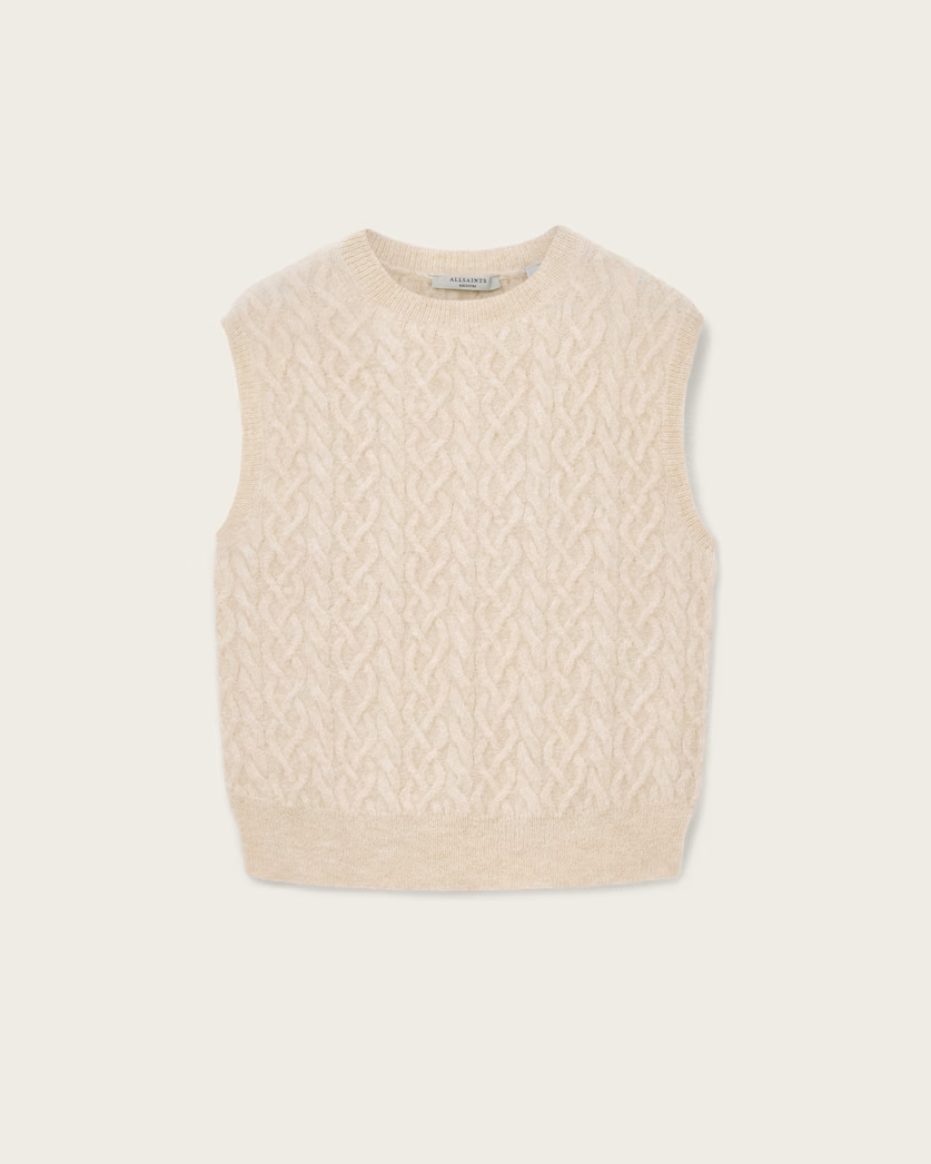 Antique White סוודר לנשים Sirius Cable Tank ALLSAINTS