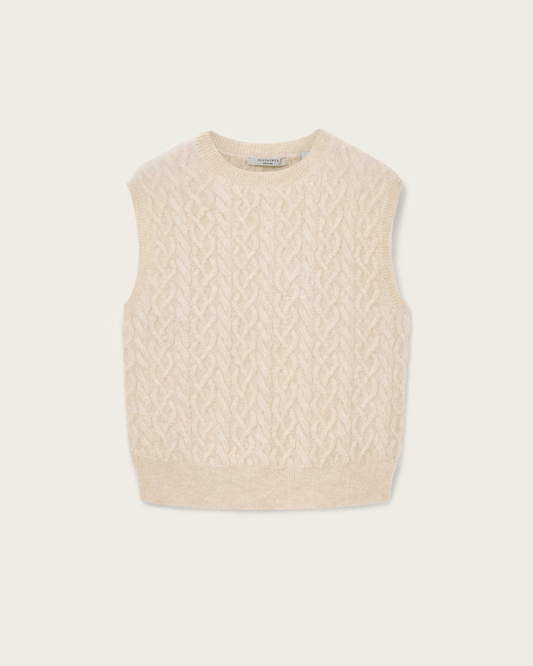 Antique White סוודר לנשים Sirius Cable Tank ALLSAINTS