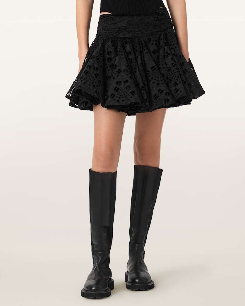 Black חצאית מיני לנשים Dotty ALLSAINTS