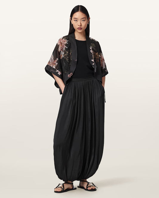 Black מכנסי סאטן לנשים Eshe ALLSAINTS
