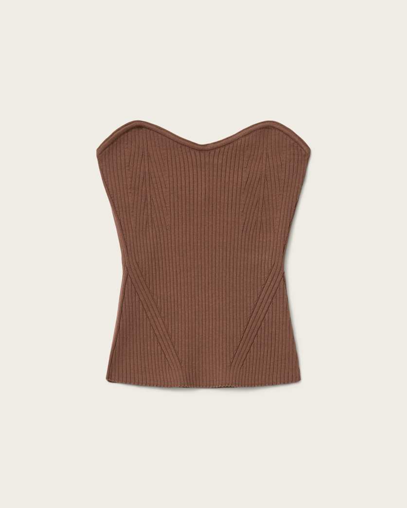 Saddle Brown טופ סטרפלס לנשים Cruz Bandeau ALLSAINTS