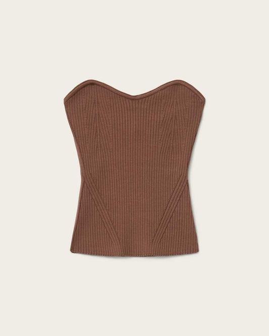 Saddle Brown טופ סטרפלס לנשים Cruz Bandeau ALLSAINTS