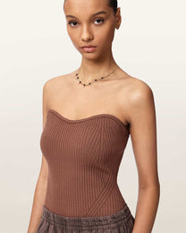 Seashell טופ סטרפלס לנשים Cruz Bandeau ALLSAINTS