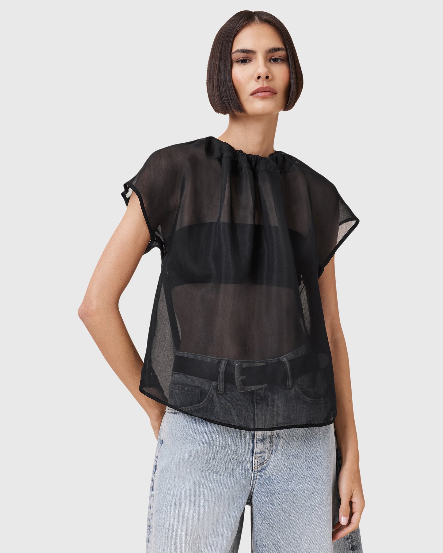 Dark Slate Gray חולצה קצרה לנשים Trisha ALLSAINTS