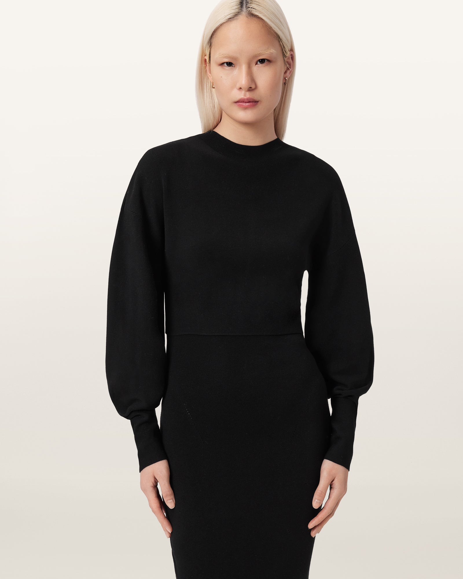 Black שמלת שני חלקים בגזרת מידי לנשים Dinah ALLSAINTS