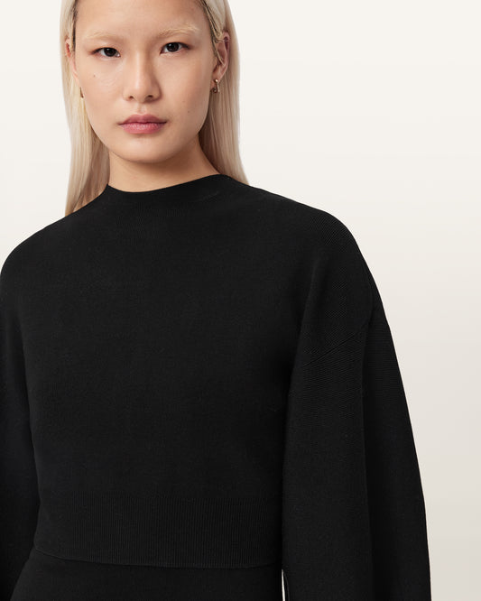 Black שמלת שני חלקים בגזרת מידי לנשים Dinah ALLSAINTS