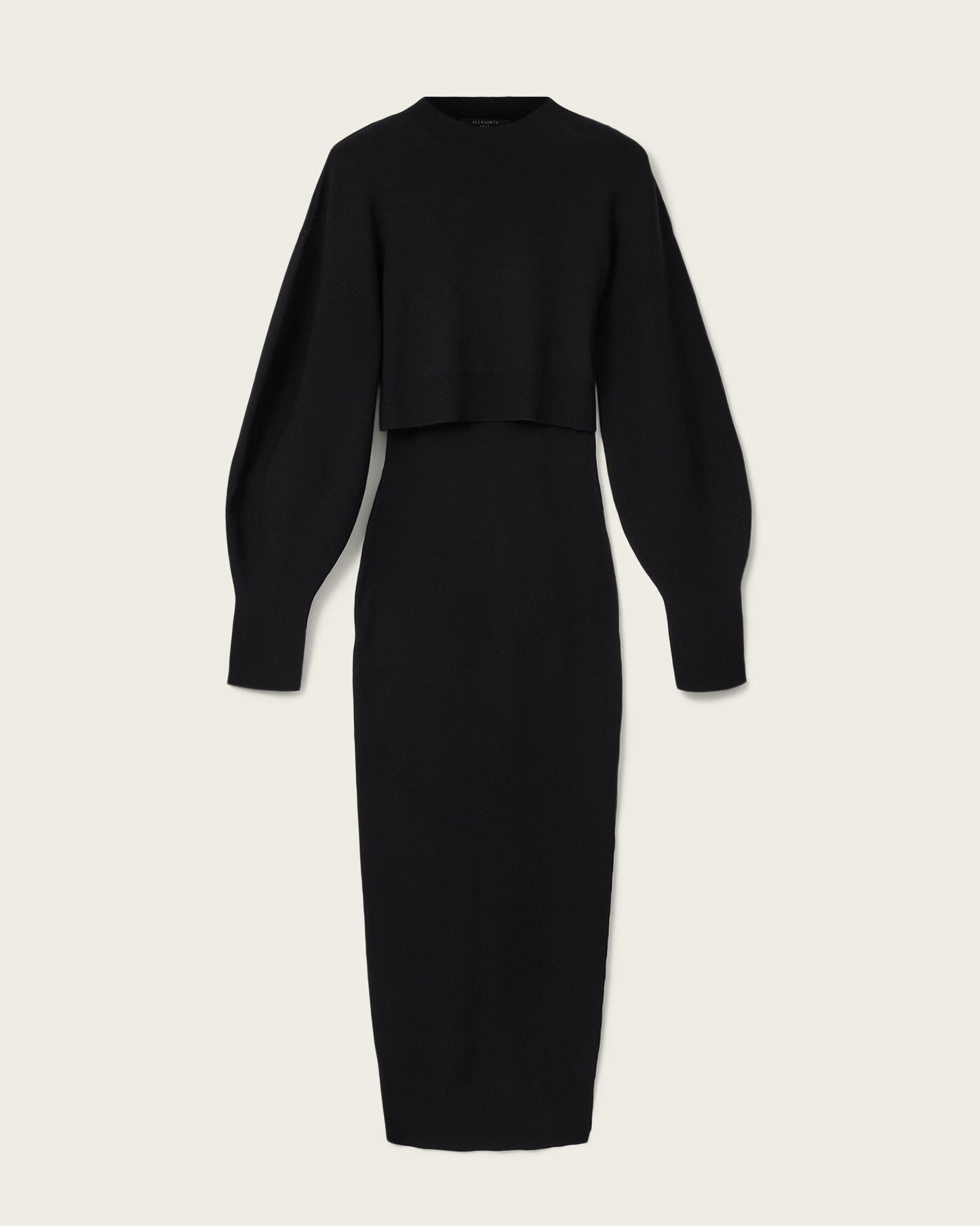 Black שמלת שני חלקים בגזרת מידי לנשים Dinah ALLSAINTS