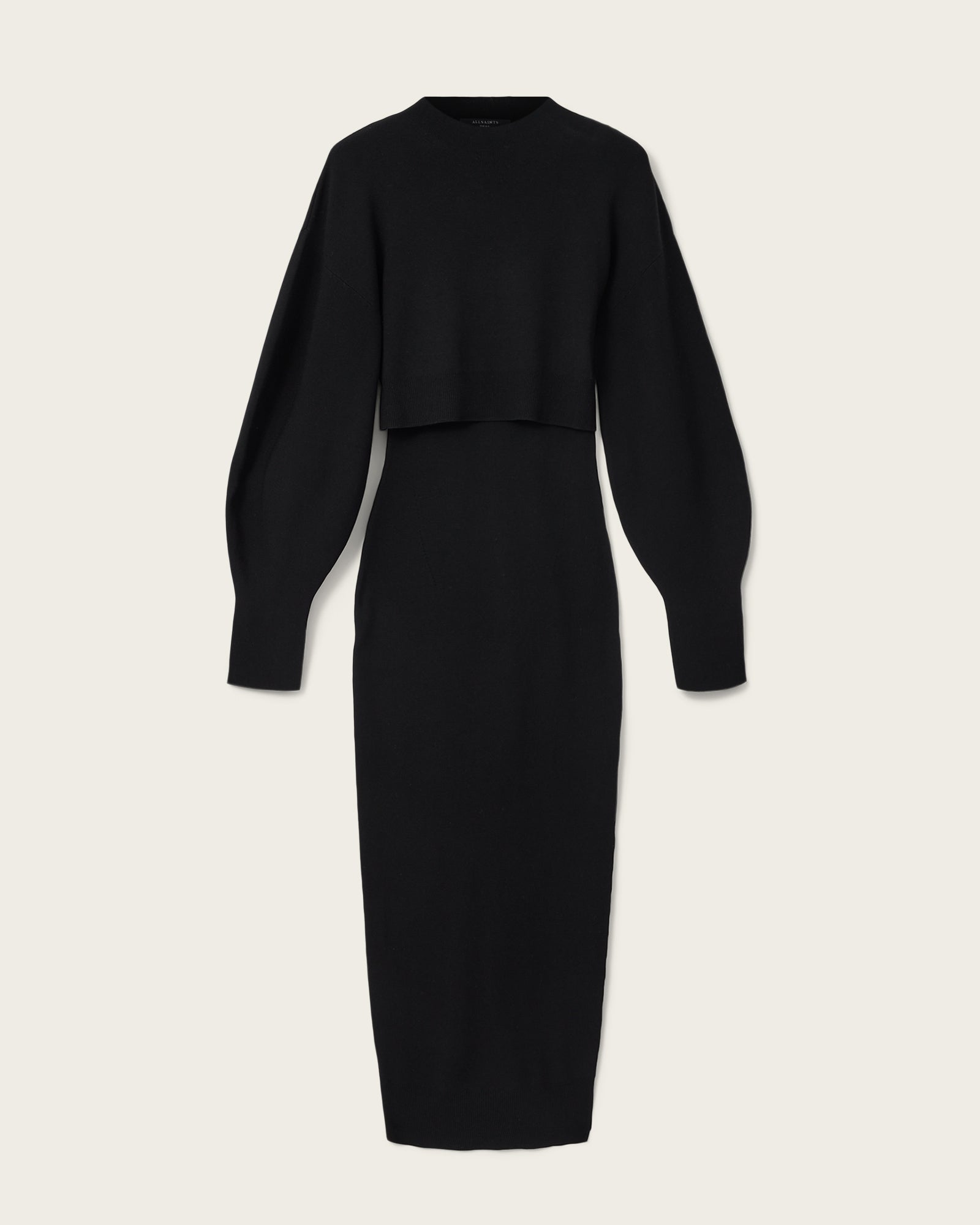 Black שמלת שני חלקים בגזרת מידי לנשים Dinah ALLSAINTS