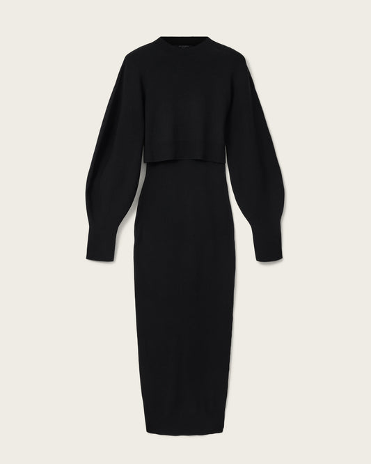 Black שמלת שני חלקים בגזרת מידי לנשים Dinah ALLSAINTS