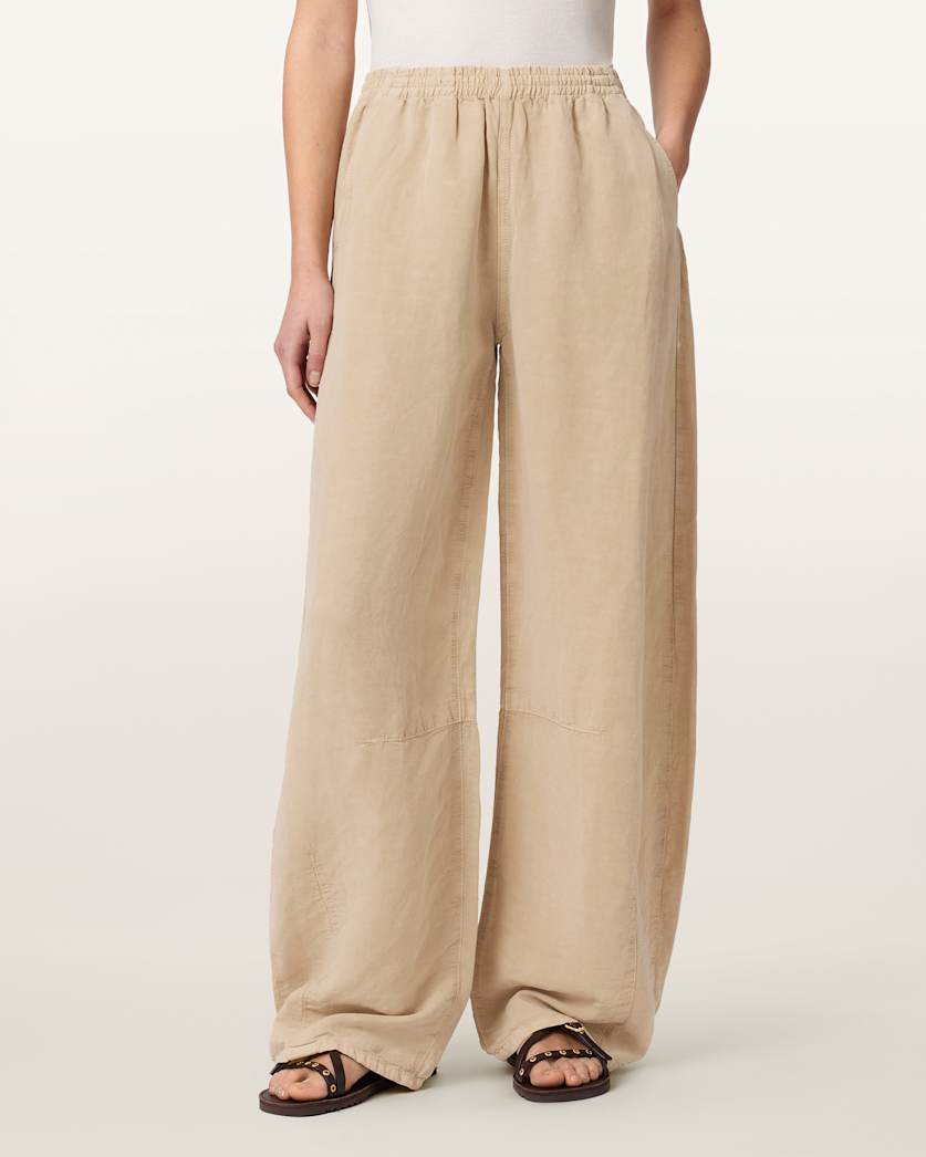 Antique White מכנסי פשתן לנשים Jett ALLSAINTS